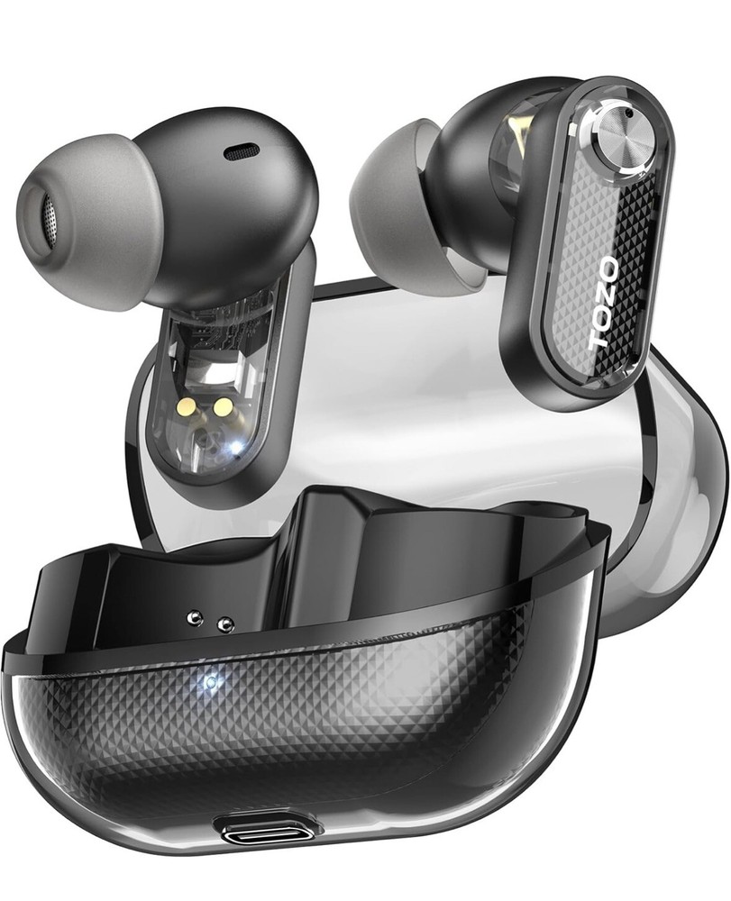 TOZO Crystal Pods Hybrid ANC Wireless Earbuds with Bluetooth 5.4