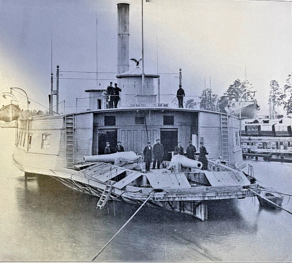 1912 Vintage Illustration Gunboat Commodore Perry Civil War