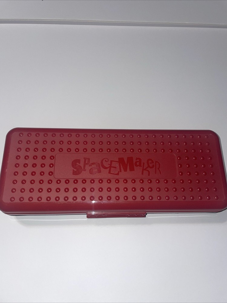SpaceMaker Vintage Pencil Ruler Box Red Black Color 13