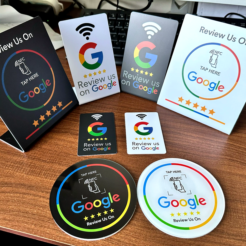 NFC 215 Programmable Google Review Acrylic Stickers Card NFC Station Table 13.56