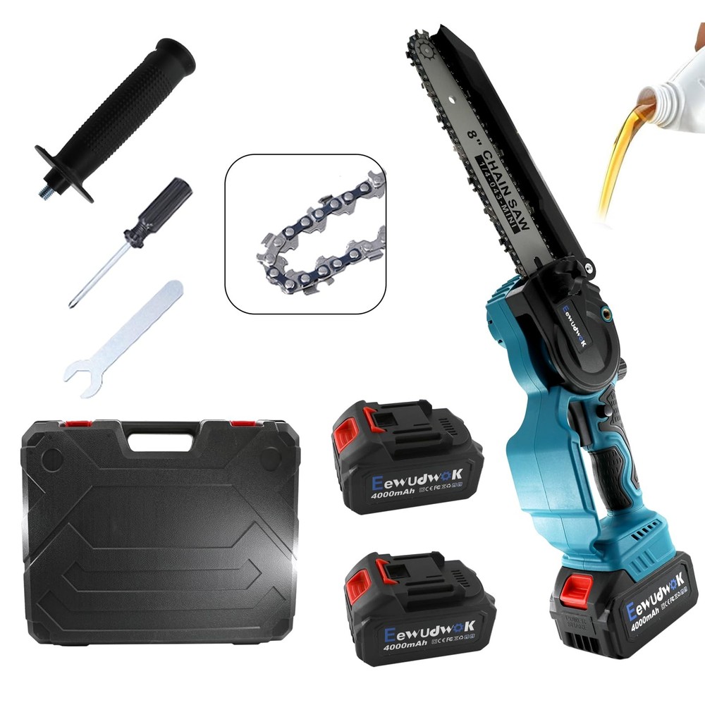 Mini Cordless Chainsaw 8 Inch Battery Powered Rechargeable Handheld Chainsaw for Easy Cutting