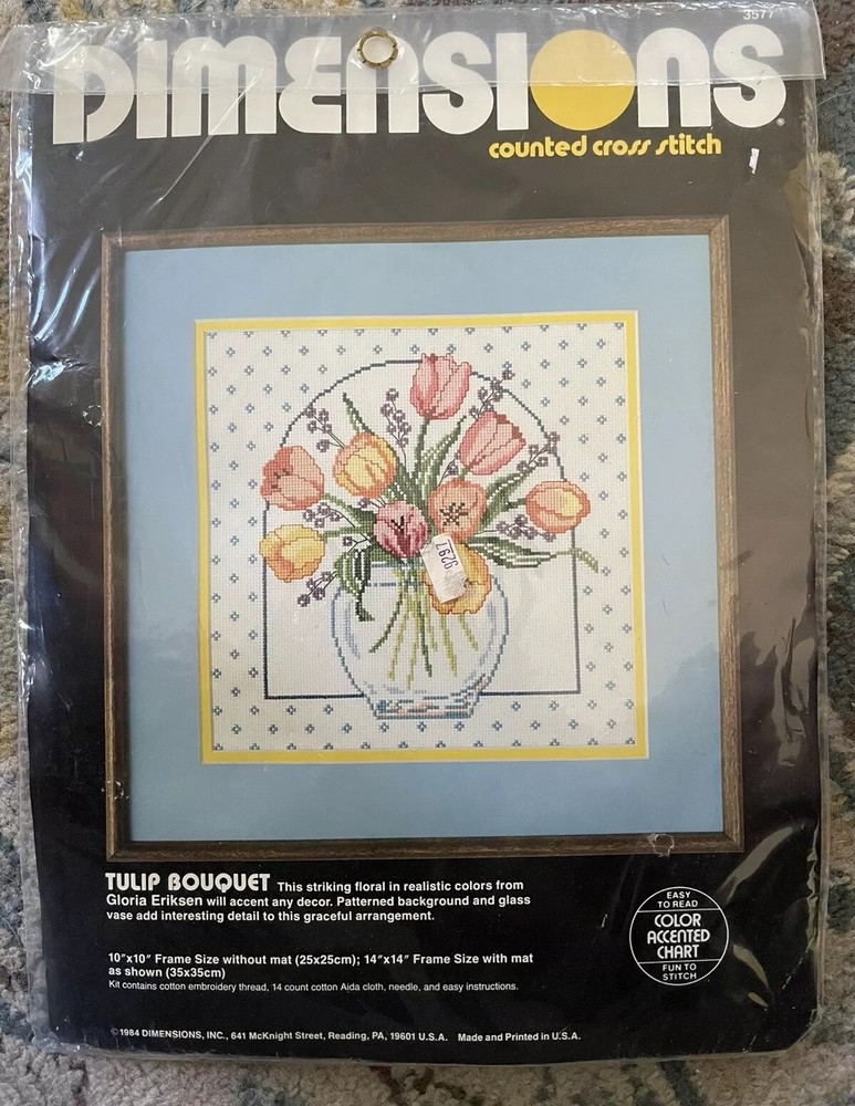 Tulip Bouquet Cross Stitch Kit 10x10 14 Count 3577