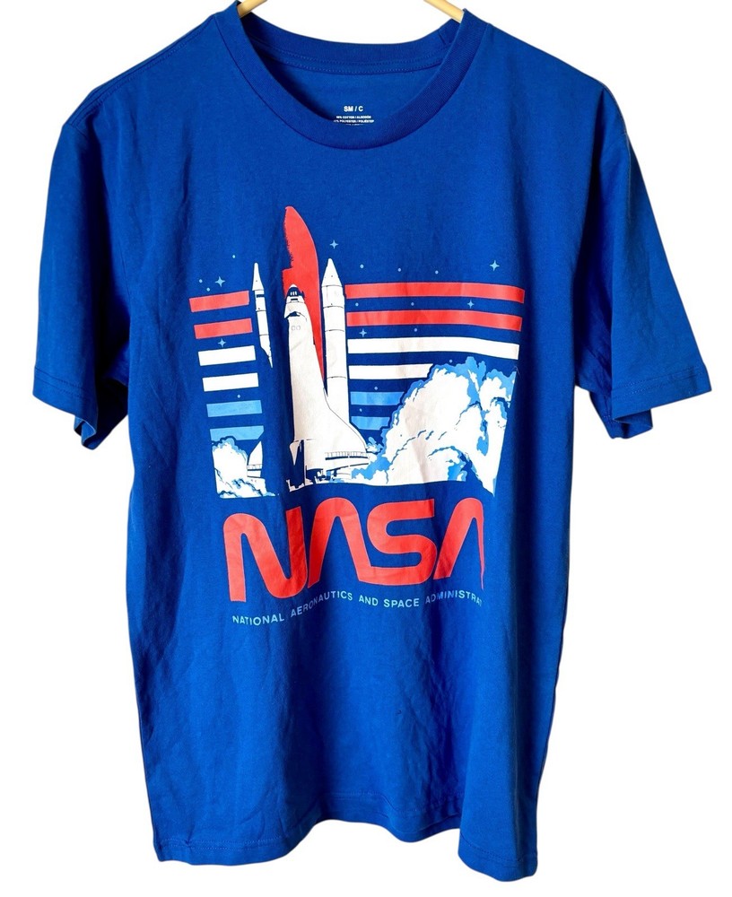 NASA Men’s Size Small Blue Short Sleeved T-shirt Spaceship American