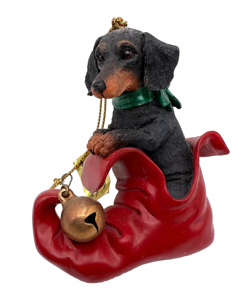 Danbury Mint Delightful Dachshunds Christmas Ornament--Santa's Little Elf