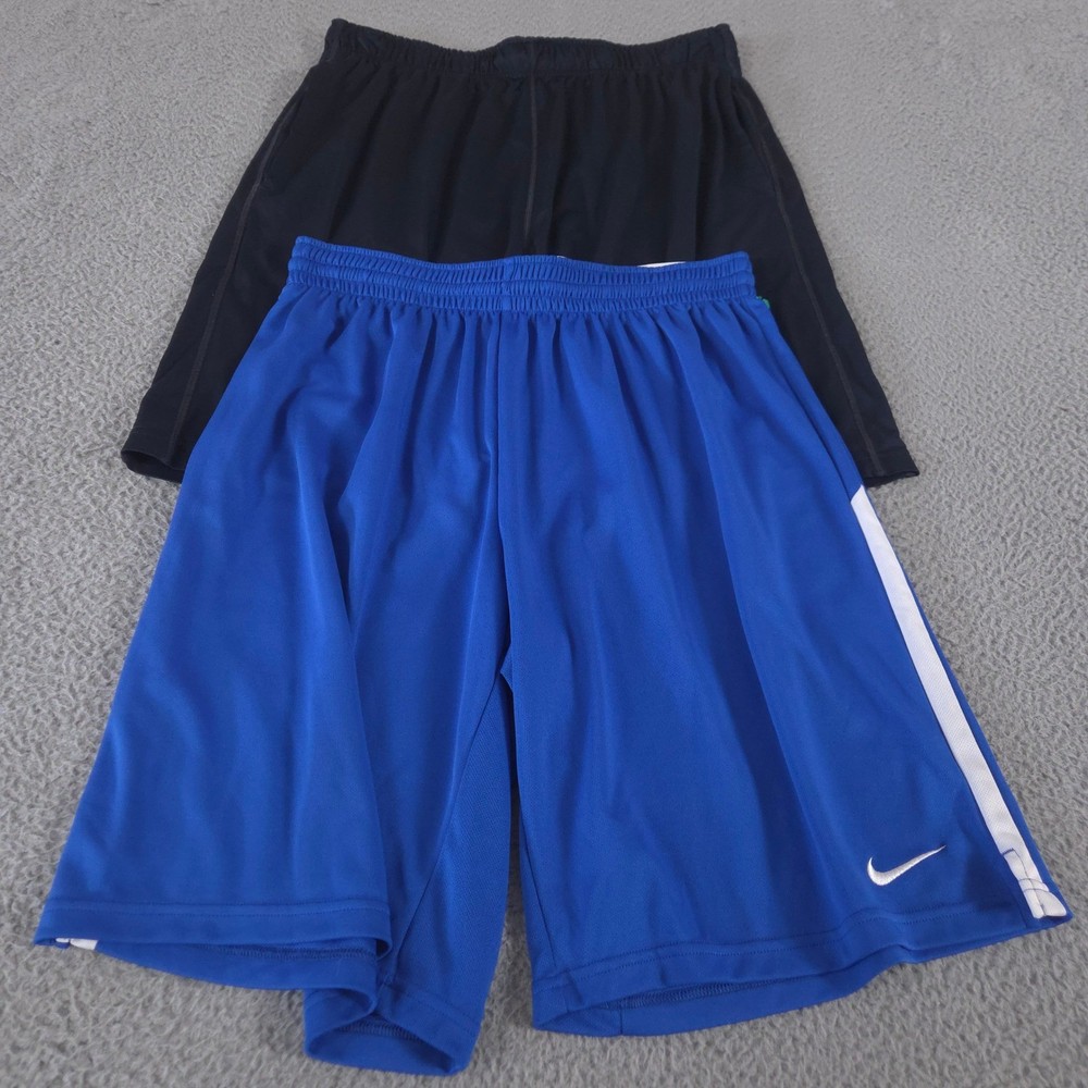 LOT OF 2 Nike Shorts Mens XL Blue Black Face Off Stock Lacrosse Athletic Gym