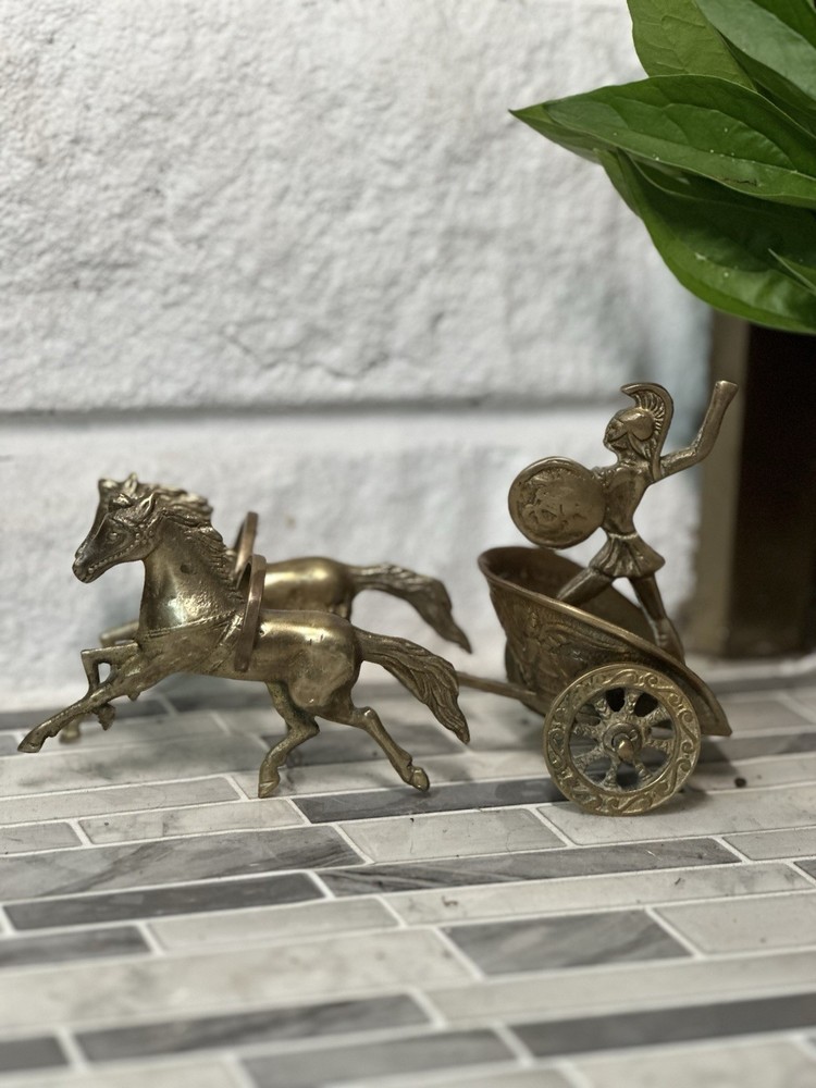 Achilles Riding Chariot Bronze Statue - Greek Hero of Trojan War - Iliad Legend