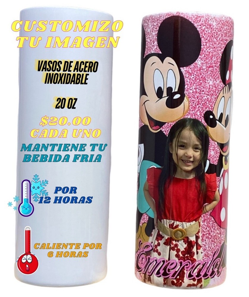 Personalizo Vasos De Acero Inoxidable 20 Oz ,incluye Nombre Y Foto
