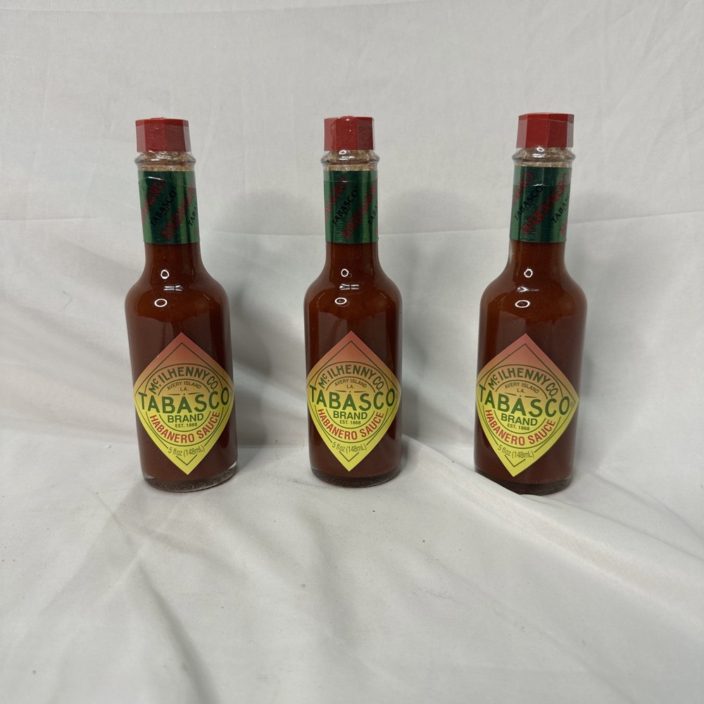 Tabasco Habanero Pepper Sauce 3 Pack 5 oz Spicy Hot Sauce for Cooking & Grilling