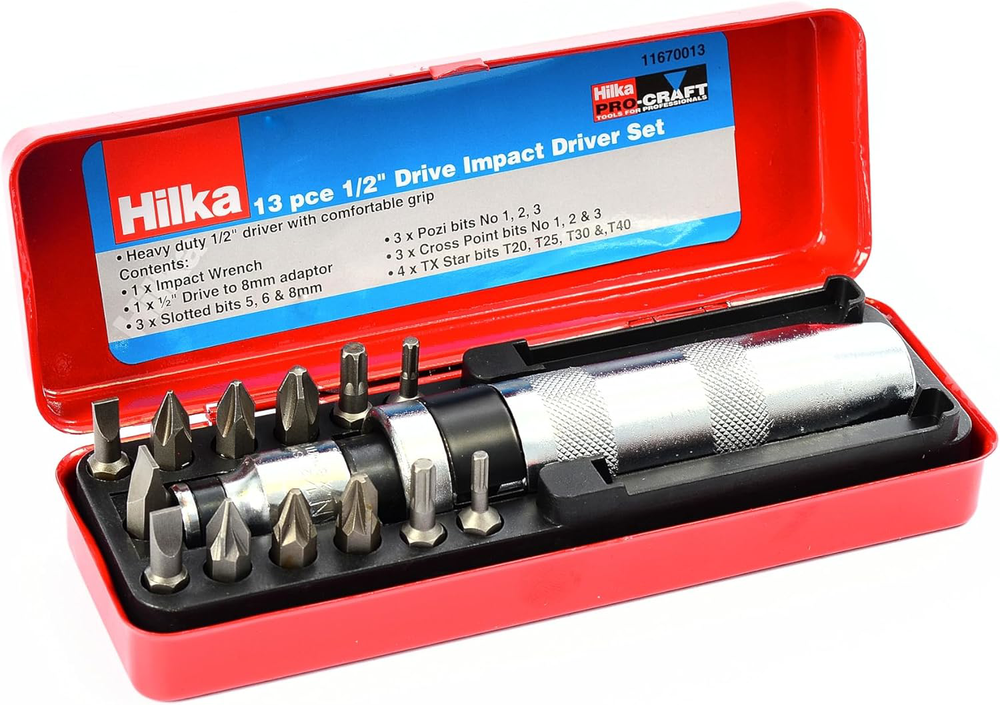 Hilka 11670013 1/2-Inch Pro Craft Impact Driver Set 13-Piece