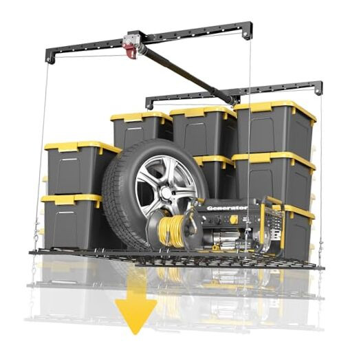 Overhead Ceiling Garage Storage Lift, Heavy-duty 4x4 Ft Garage Ceiling Storage