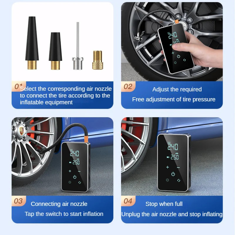 Wireless Air Pump 150psi Touch Screen Portable Tire Inflator