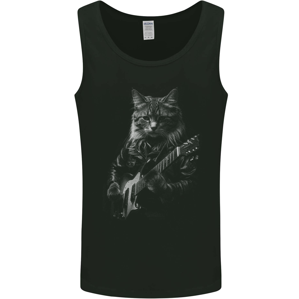 Rock Cat with an Electric Guitar Mens Vest Tank Top