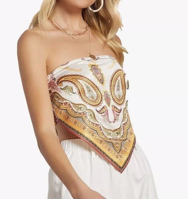 Women’s M Tie Back Strapless Bandana Tube Top
