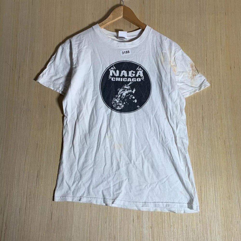 Naga Chicago Shirt Adult Medium White Short Sleeve Men's Pullover Staff Y2K