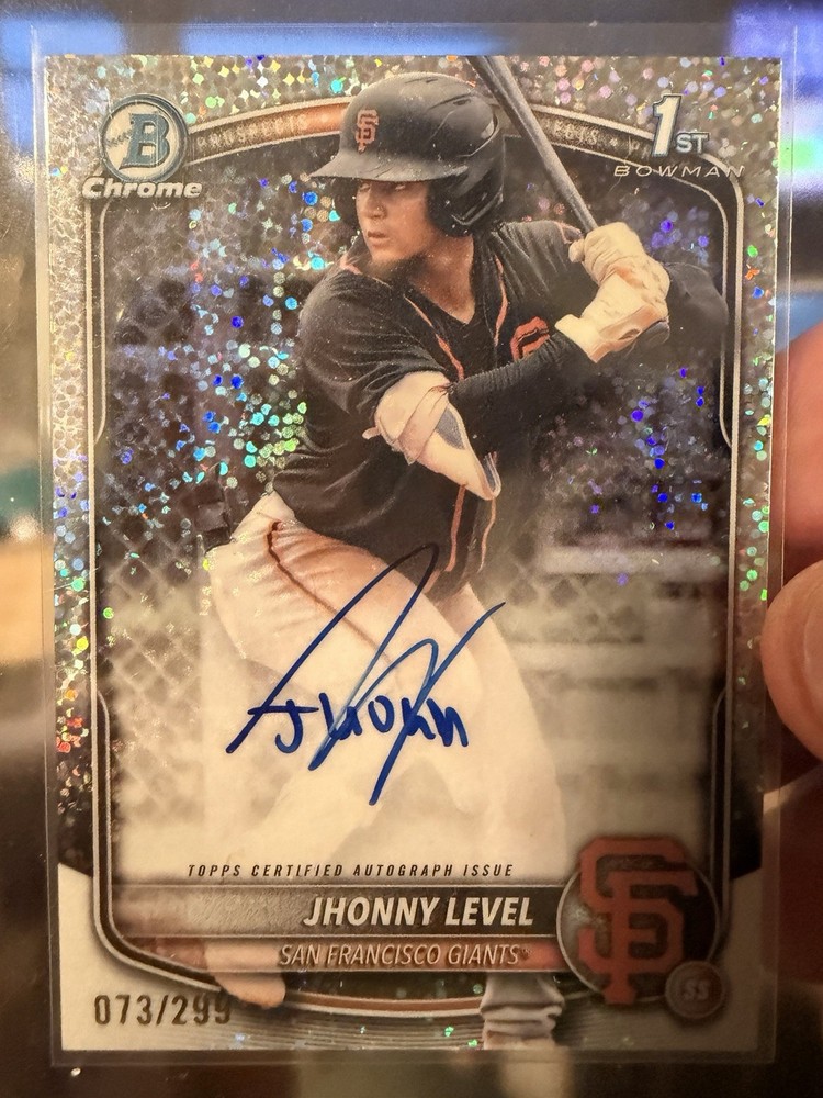 2025 Bowman Chrome JOHNNY LEVEL 1st Bowman AUTO /299 Sparkle Refractor Giants 🔥