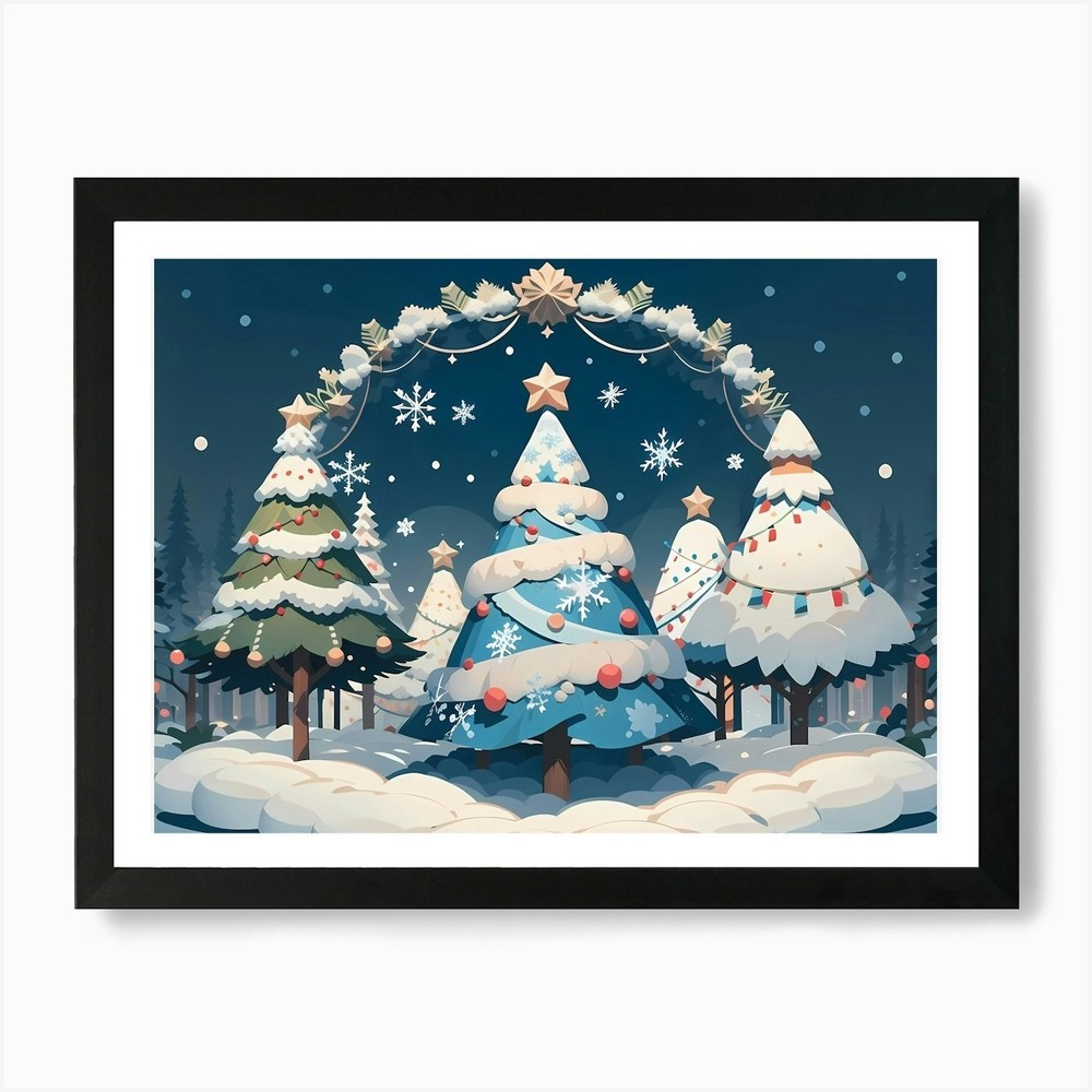 Christmas Trees Art Print Framed Wall Art Poster Canvas Print Picture