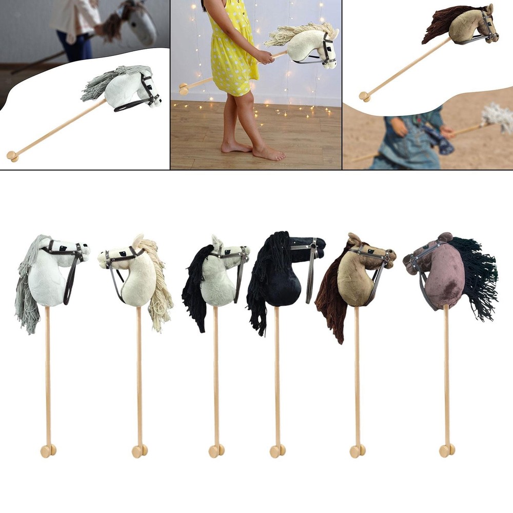 Stick Horse Plush Handcrafted 31.5'' Hobby Horse on A Stick for Boys Girls