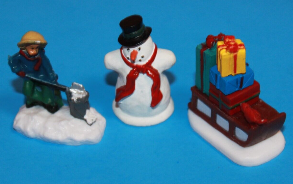 Vintage Christmas Village Set with 3 Charming Figures