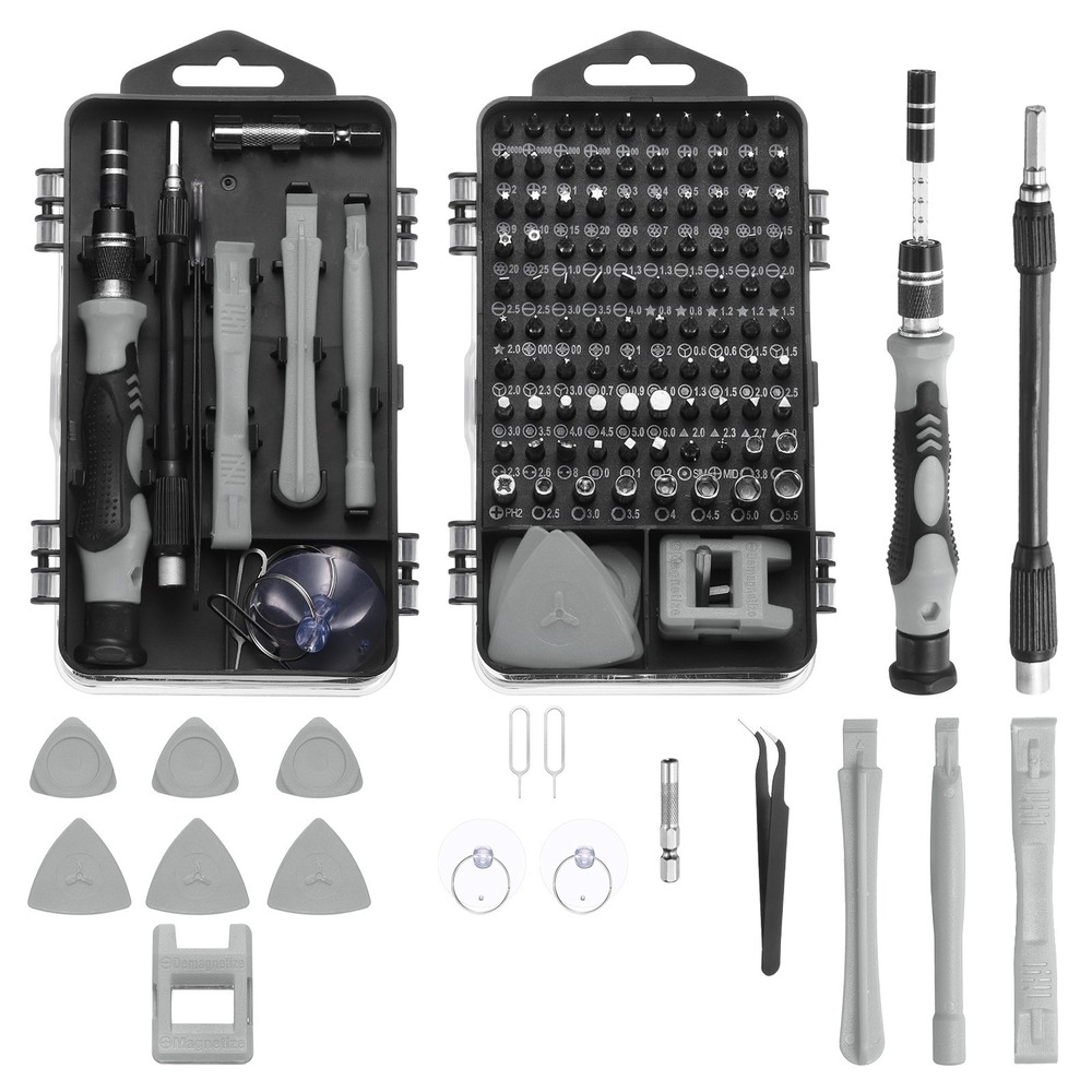 123-in-1 Magnetic Precision Screwdriver Set for Electronics Repair in Grey