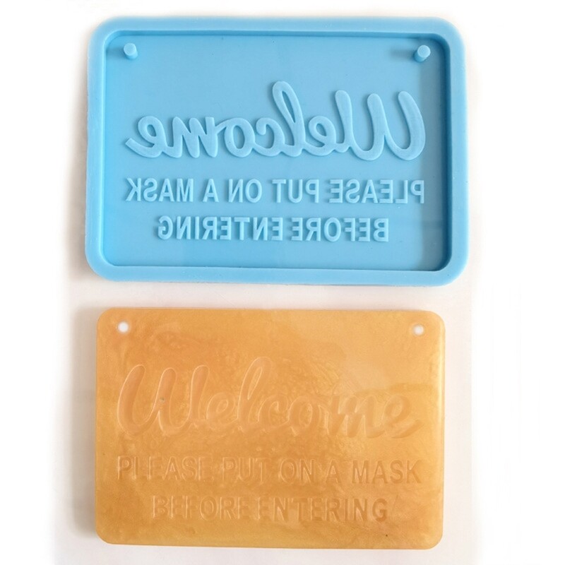 Rectangle Doorplate Resin Mold for DIY Door Wall Hanging Plates, Welcome Sign