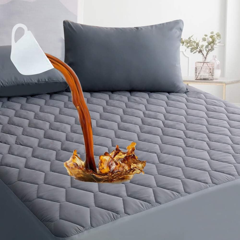 Breathable Waterproof Quilted Fitted Mattress Pad with Soft Premium Filling