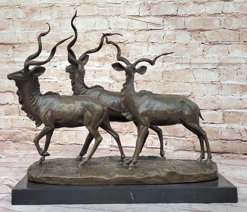 Milo Handmade Bronze Kudu Antelope Family Wildlife Art Statue