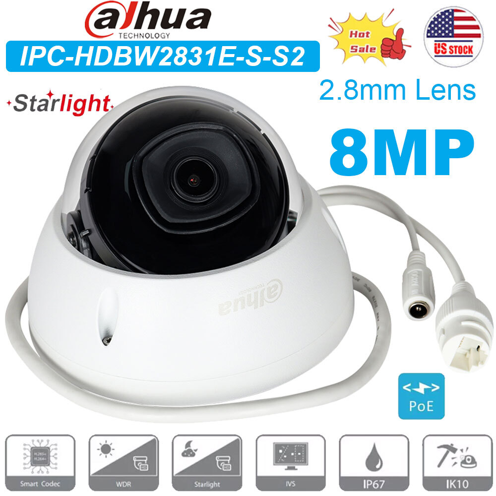 Dahua 8MP 4K OEM IPC-HDBW2831E-S-S2 IVS Starlight IP Camera Dome IR Night Vision