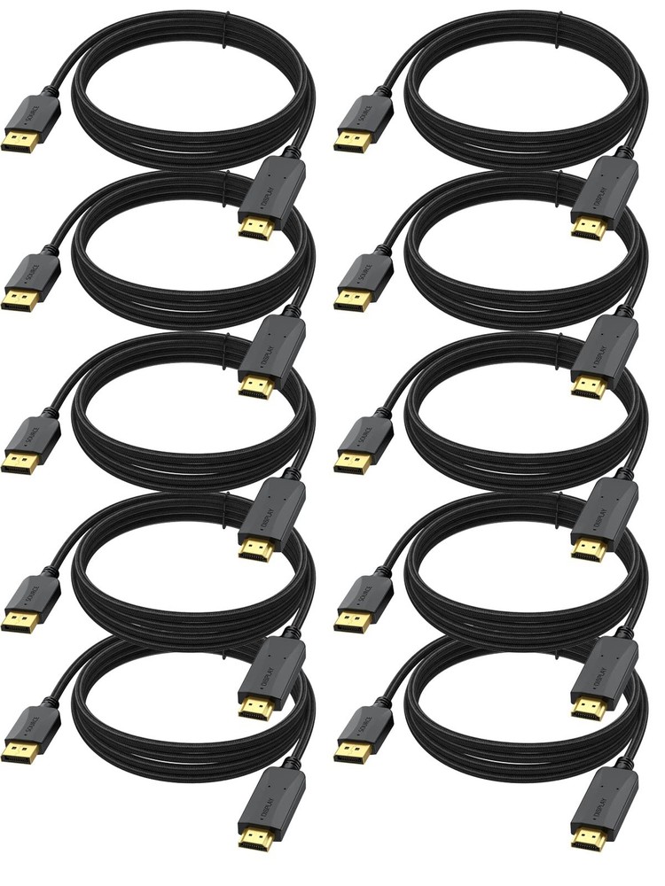 4K DisplayPort to HDMI Cable 10-Pack, 10 FT Display Port DP to HDMI HDTV Cord...