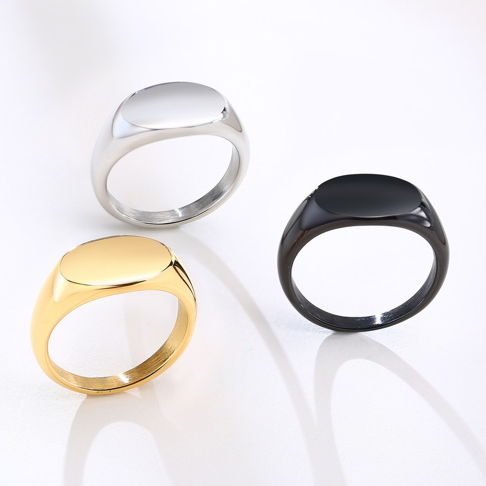 Simple Women's Cool Style Titanium Steel Oval Ring Superimposed Fashion Jewelry