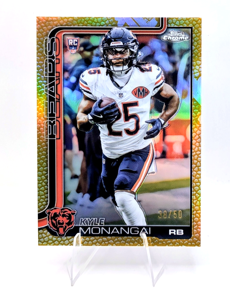 2025 Topps Chrome - Football Leather Gold /50 Rookie RC Kyle Monangai - Bears