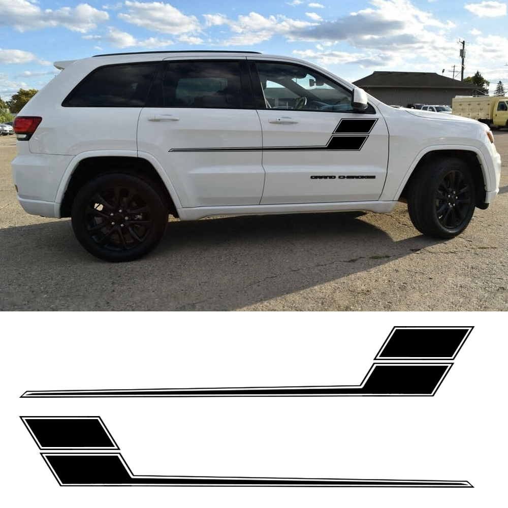 2x Glossy Black Fender Hockey Stripe Vinyl Sticker Decal For Jeep Grand Cherokee