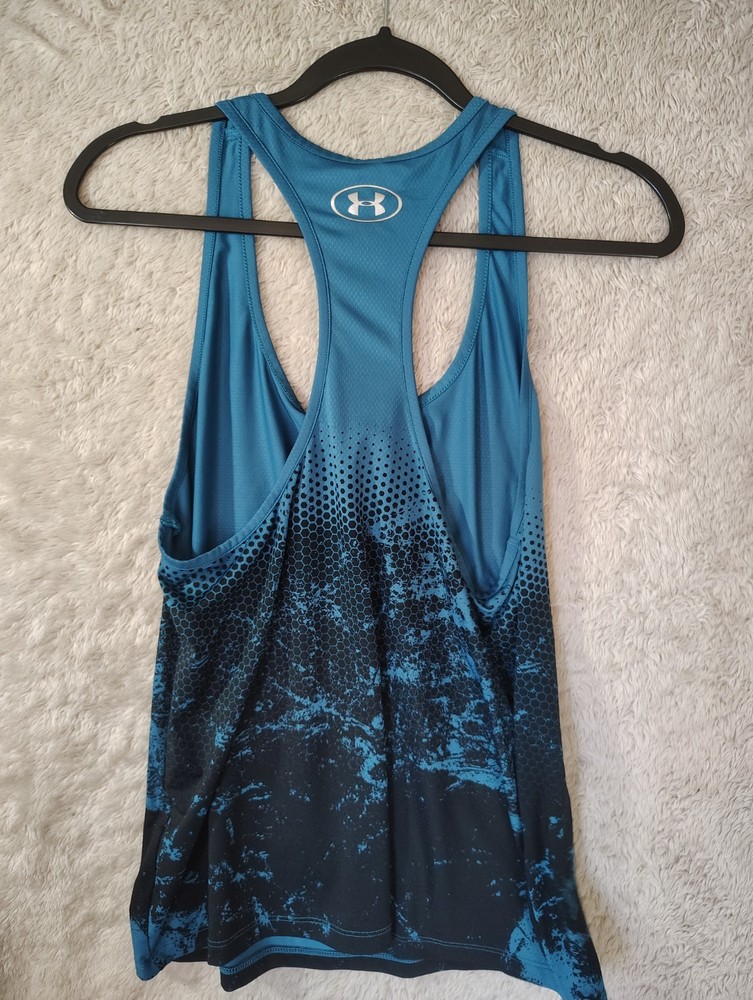 Under Armour Tank Top Shirt Womens Large Blue Sleeveless Heat Gear Loose Fit