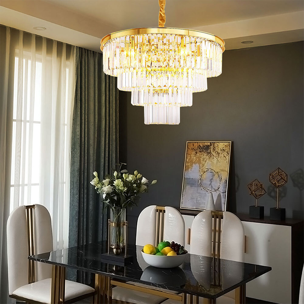 Luxury K9 Crystal LED Chandelier Flush Mount Ceiling Lamp