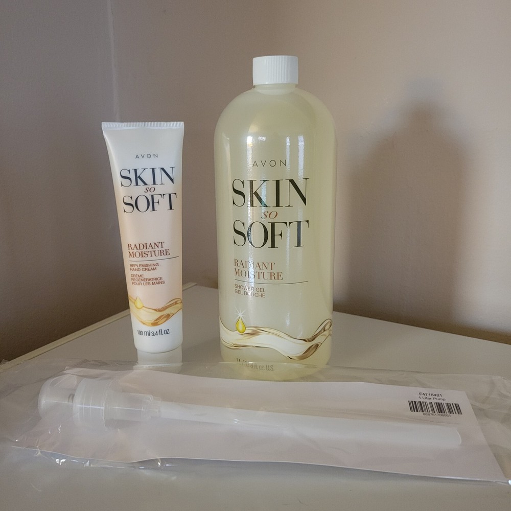 Avon SSS Radiant Moisture Bonus-Size Shower Gel 33.8 oz with Pump and Free Hand Cream