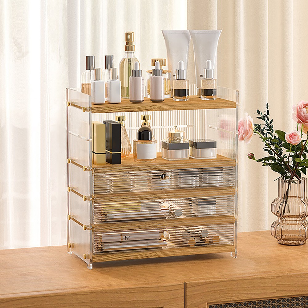 5-Tier 3 Drawer Desk Organizer Tabletop Clear Desktop Storage Cabinet Box Home