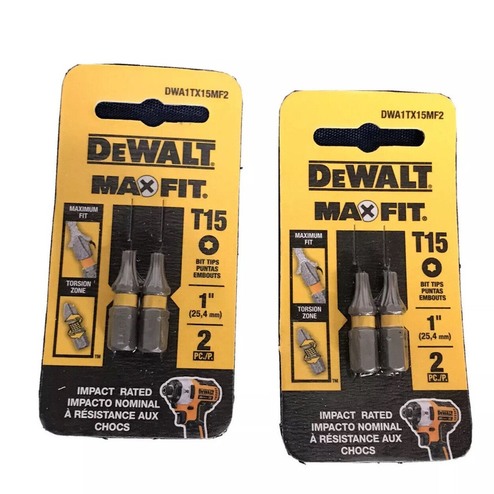 DeWalt T15 Impact Torx Bit Tips Durable Screwdriver Set of 2 DWA1TX15MF2