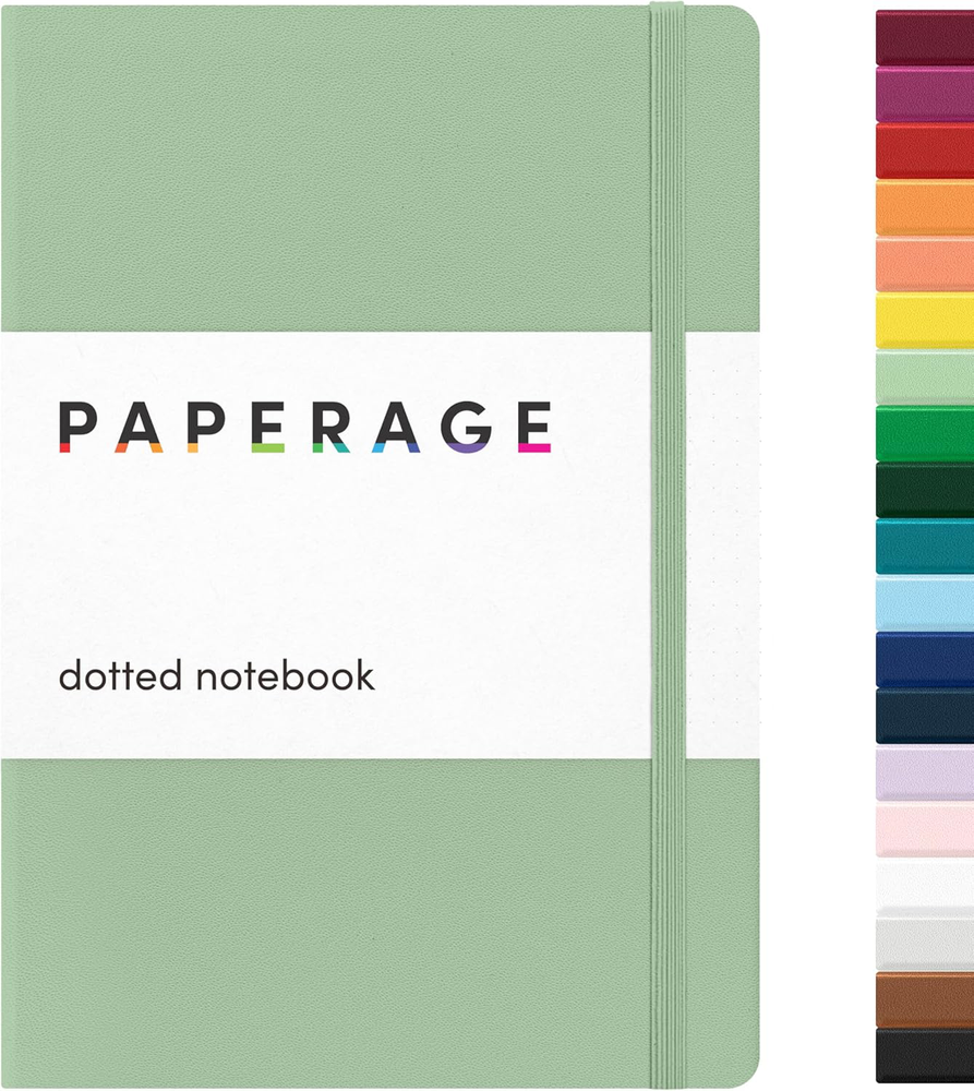 PAPERAGE Sage Green Dotted Journal, 160 Pages, Medium 5.7