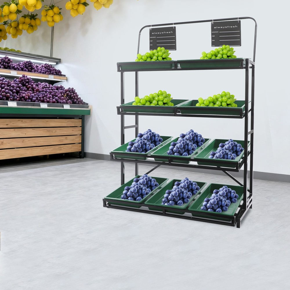 Black+Green Supermarket Retail Display Stand Retail Rack Vegetable/Fruit Holder