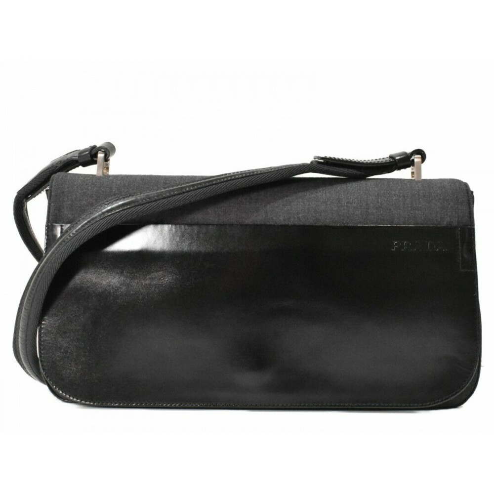 RARE PRADA One Shoulder Bag B9289 Black Gray With Box