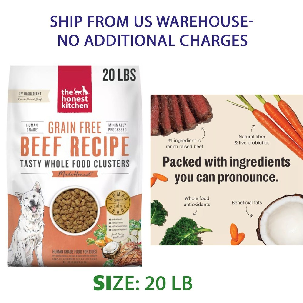 The Honest Kitchen Grain Free Clusters Adult Dog Dry Food - Beef, size: 20 Lb