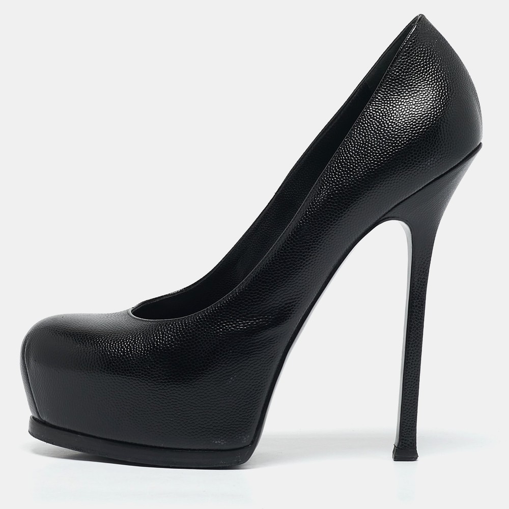 Saint Laurent Black Leather Tribtoo Platform Pumps Size 40 EU