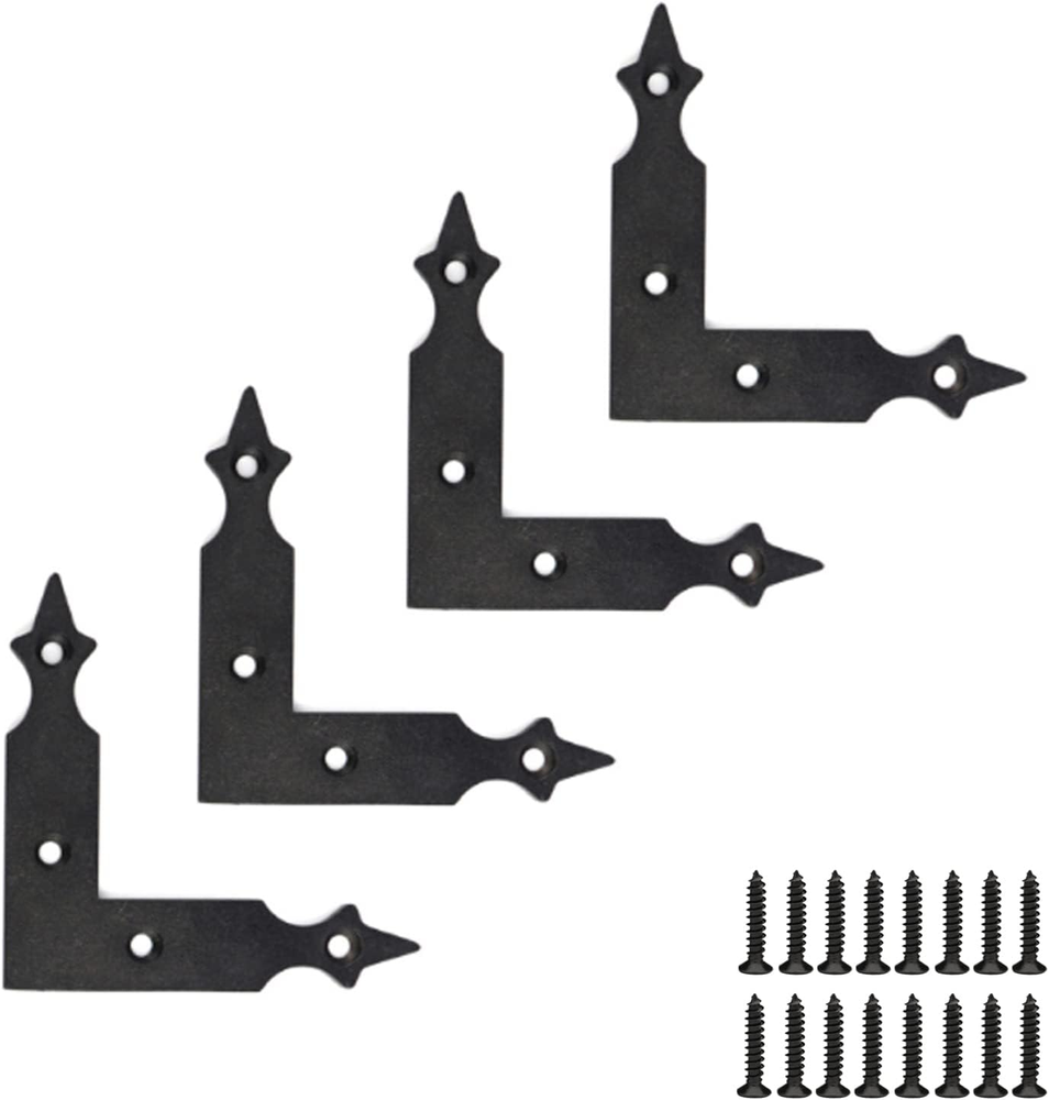 Sonny Brook Hams 4Pcs Sliding Door Barn Door Slab Decorative Corner Bracket Blac
