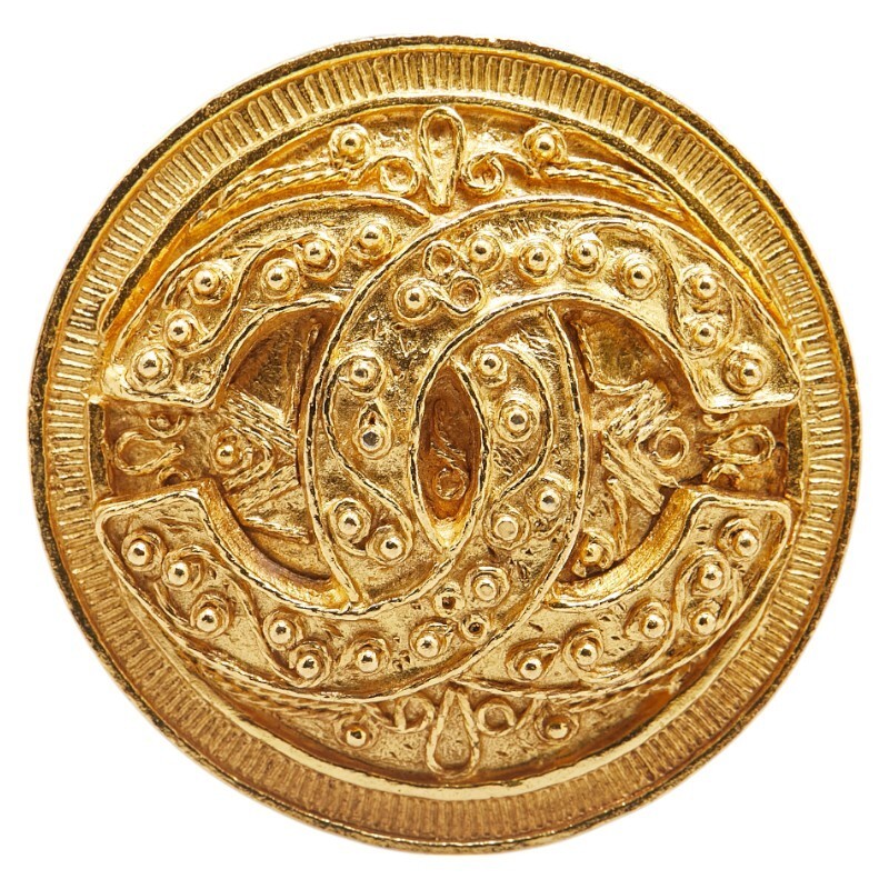 Chanel Vintage Coco Mark Brooch Gold Plated 147148