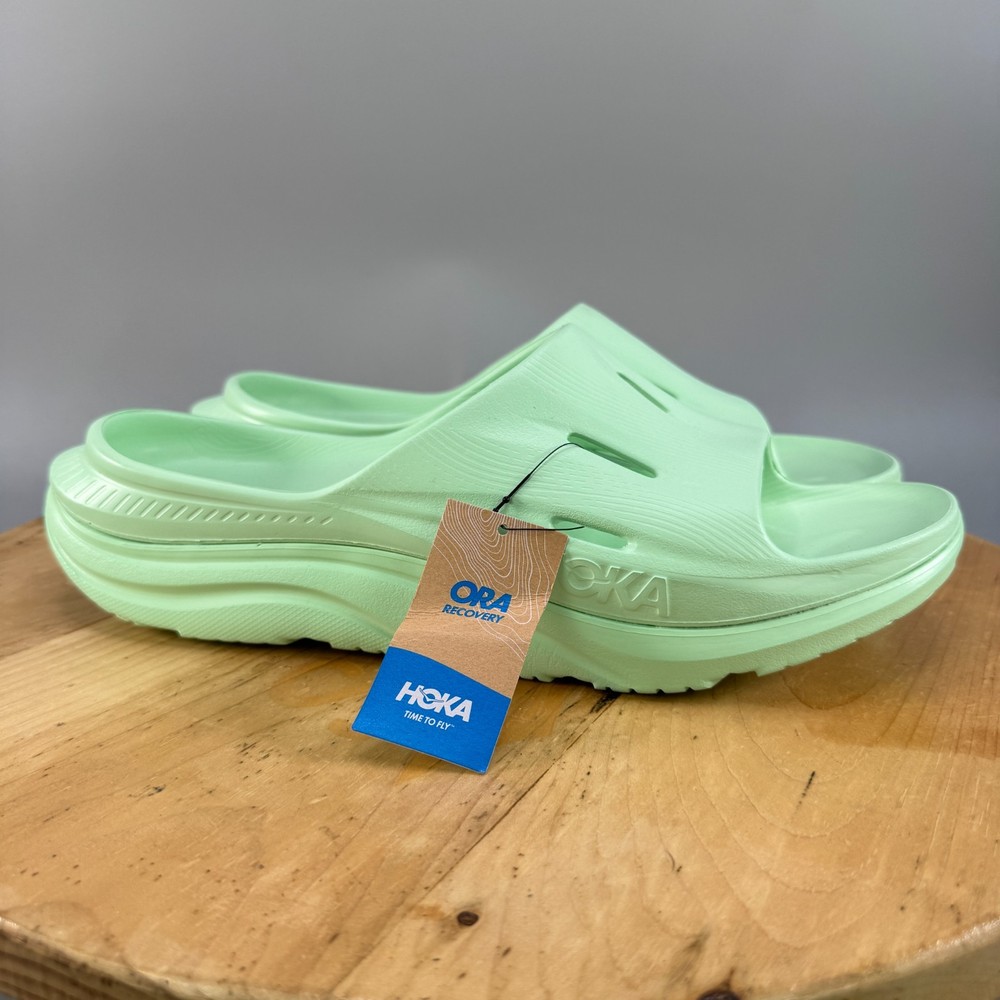 Hoka Ora Recovery Slide 3 Men Size 12 Lime Glow Green Sandals New