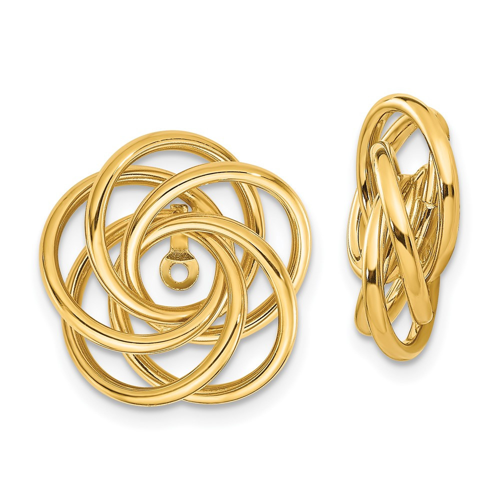 Chaquetas pendientes nudo amor pulido oro amarillo 14k 2,6 gm L-17 mm, W-15 mm