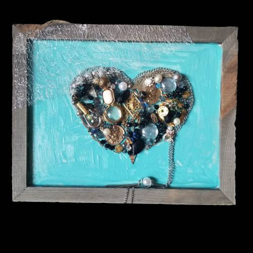 Valentines Day Gift, Upcycled Jewelry Art, Vintage Jewelry Heart-image