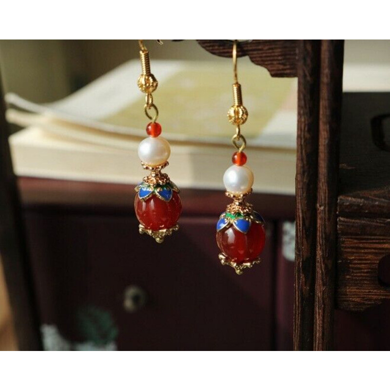 Imitation Jade Pendant Earrings Dangle Retro Ancient Chinese Style Gift NEW UK