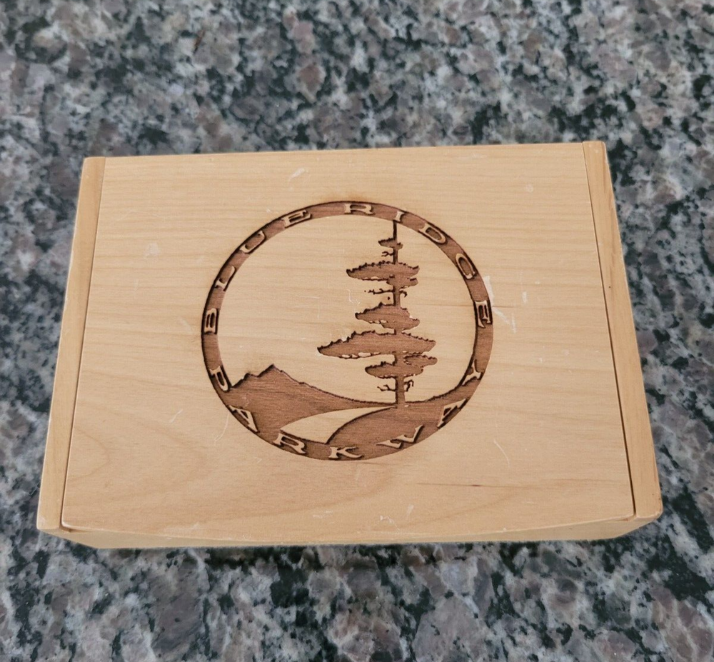 Vintage Blue Ridge Parkway Wooden Keepsake Box with Engraved Design