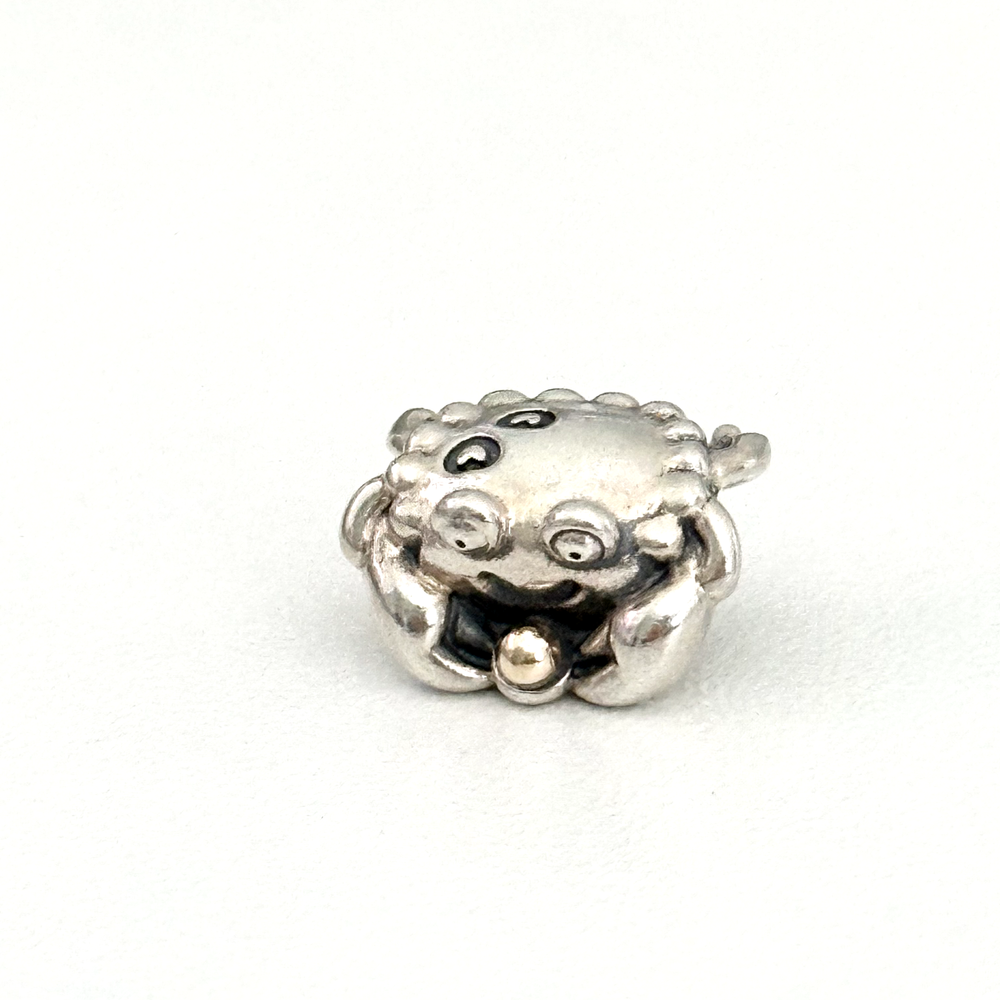 Pandora Retired Happy Crab Charm in Sterling Silver & 14K Gold Two Tone