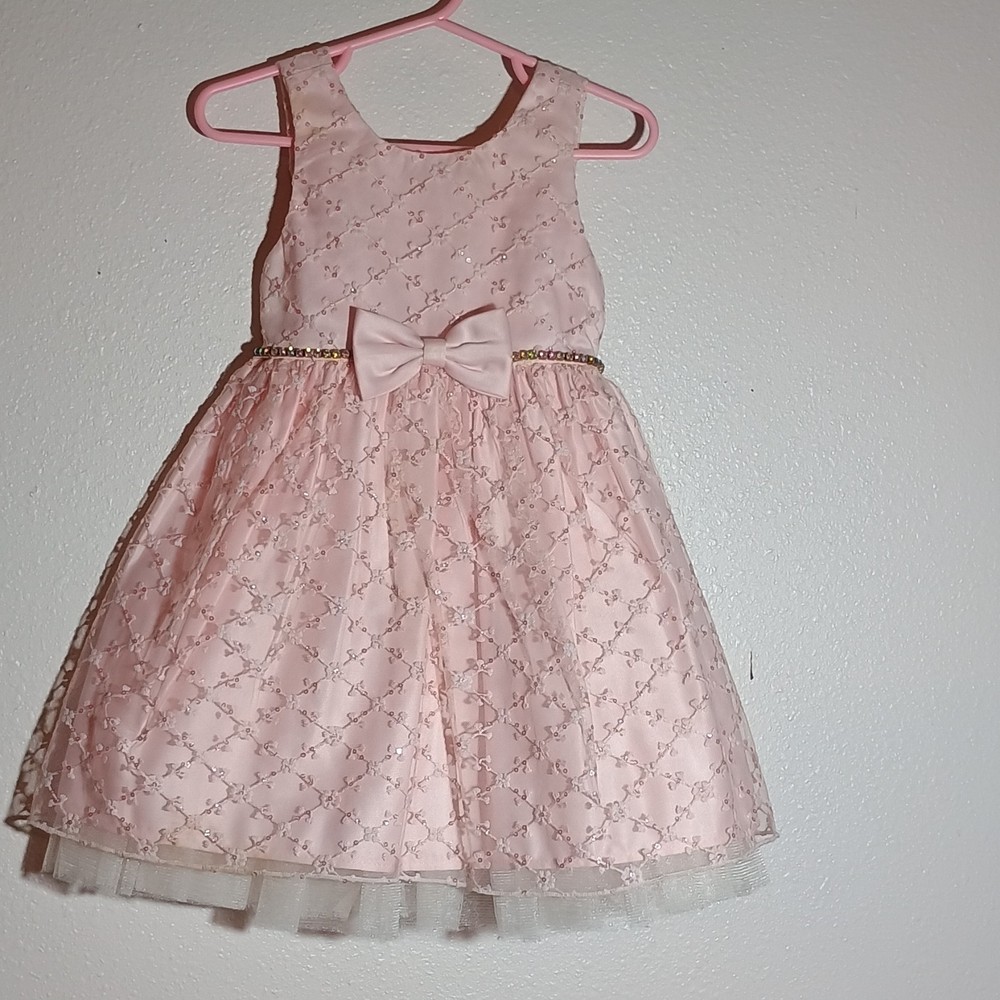 American Princess Pink Floral Fit & Flare Bow Party Dress 2T